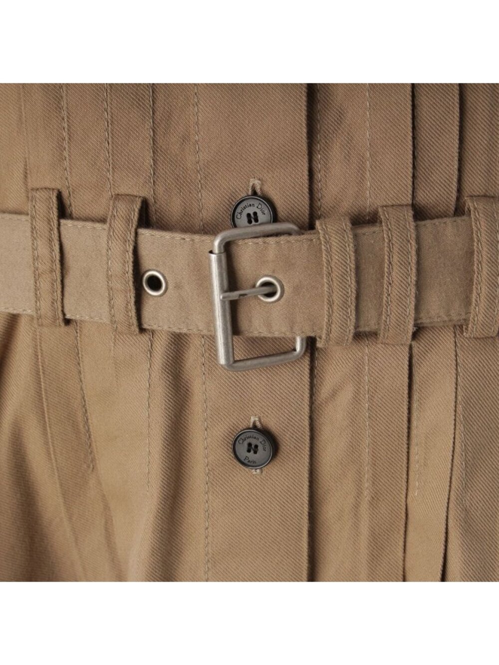 Dior Cotton Logo Belt Short Sleeve Dress Midi Beige 38 - Picture 7 of 10